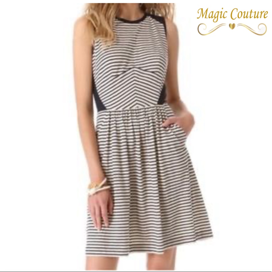 Rebecca Taylor Navy & White Striped Jersey Dress